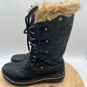 Sorel Tofino II Waterproof Boots Womens 9 Black Insulated Winter Faux Fur